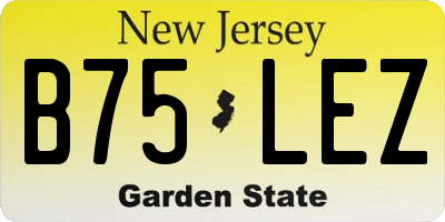 NJ license plate B75LEZ