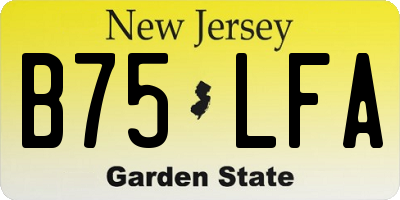 NJ license plate B75LFA