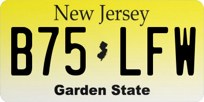 NJ license plate B75LFW