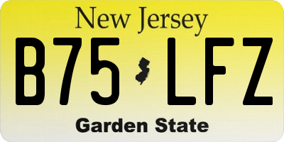 NJ license plate B75LFZ