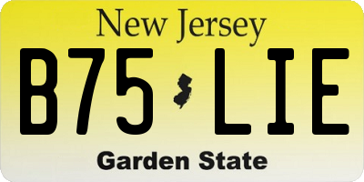 NJ license plate B75LIE