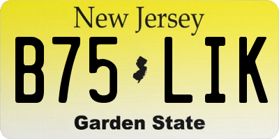 NJ license plate B75LIK