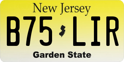 NJ license plate B75LIR