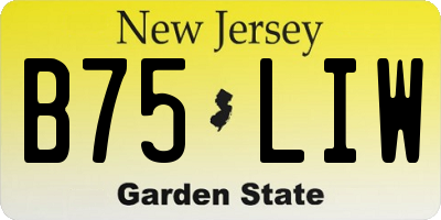 NJ license plate B75LIW