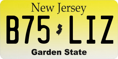 NJ license plate B75LIZ