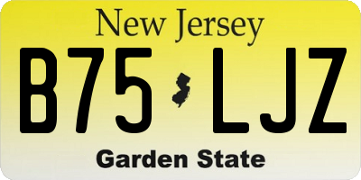 NJ license plate B75LJZ