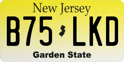 NJ license plate B75LKD