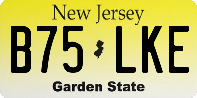 NJ license plate B75LKE
