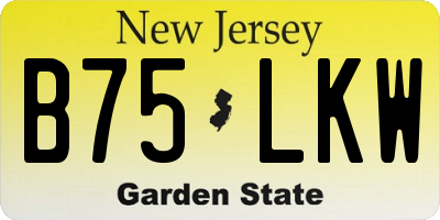 NJ license plate B75LKW
