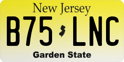 NJ license plate B75LNC