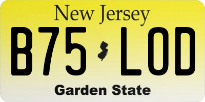 NJ license plate B75LOD