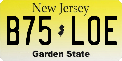 NJ license plate B75LOE