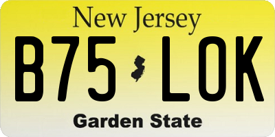 NJ license plate B75LOK