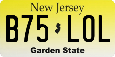 NJ license plate B75LOL