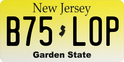 NJ license plate B75LOP