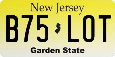 NJ license plate B75LOT