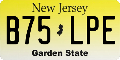NJ license plate B75LPE