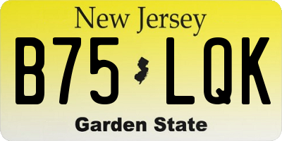 NJ license plate B75LQK