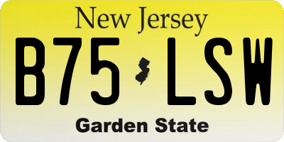 NJ license plate B75LSW