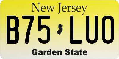 NJ license plate B75LUO