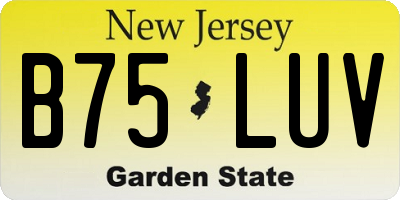 NJ license plate B75LUV