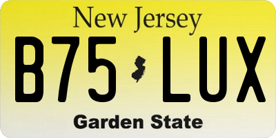 NJ license plate B75LUX