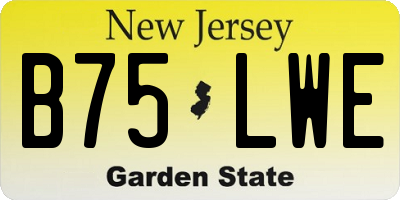 NJ license plate B75LWE