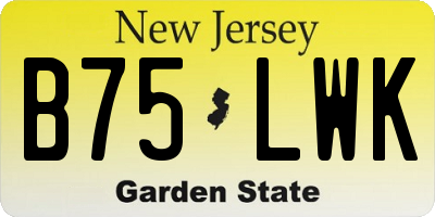 NJ license plate B75LWK