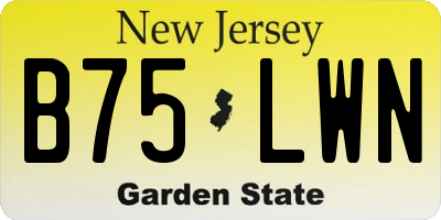 NJ license plate B75LWN