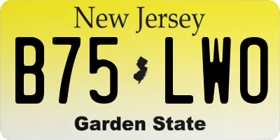 NJ license plate B75LWO