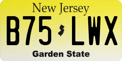 NJ license plate B75LWX