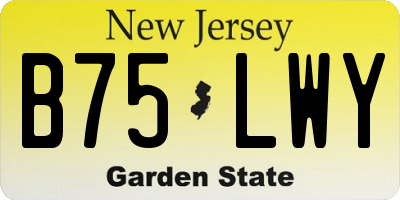 NJ license plate B75LWY