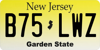 NJ license plate B75LWZ