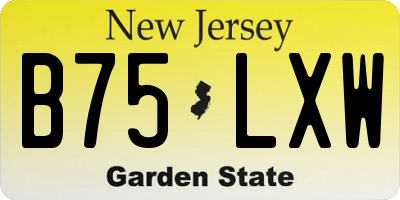 NJ license plate B75LXW