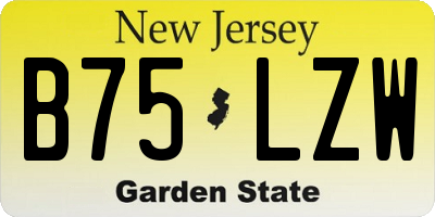 NJ license plate B75LZW