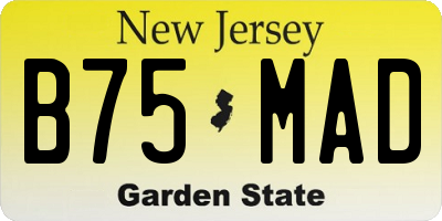 NJ license plate B75MAD