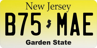 NJ license plate B75MAE