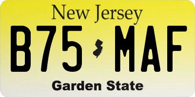 NJ license plate B75MAF