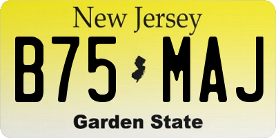 NJ license plate B75MAJ