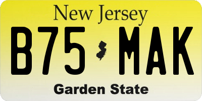 NJ license plate B75MAK