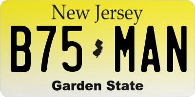 NJ license plate B75MAN