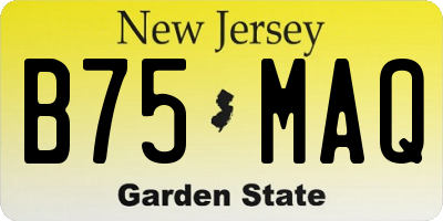 NJ license plate B75MAQ