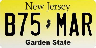 NJ license plate B75MAR