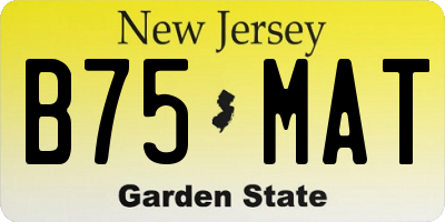 NJ license plate B75MAT