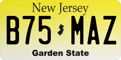 NJ license plate B75MAZ