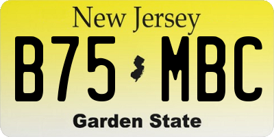 NJ license plate B75MBC