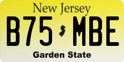 NJ license plate B75MBE