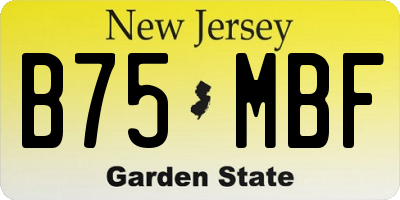 NJ license plate B75MBF