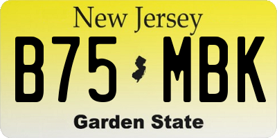 NJ license plate B75MBK