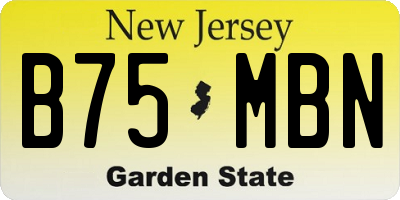 NJ license plate B75MBN